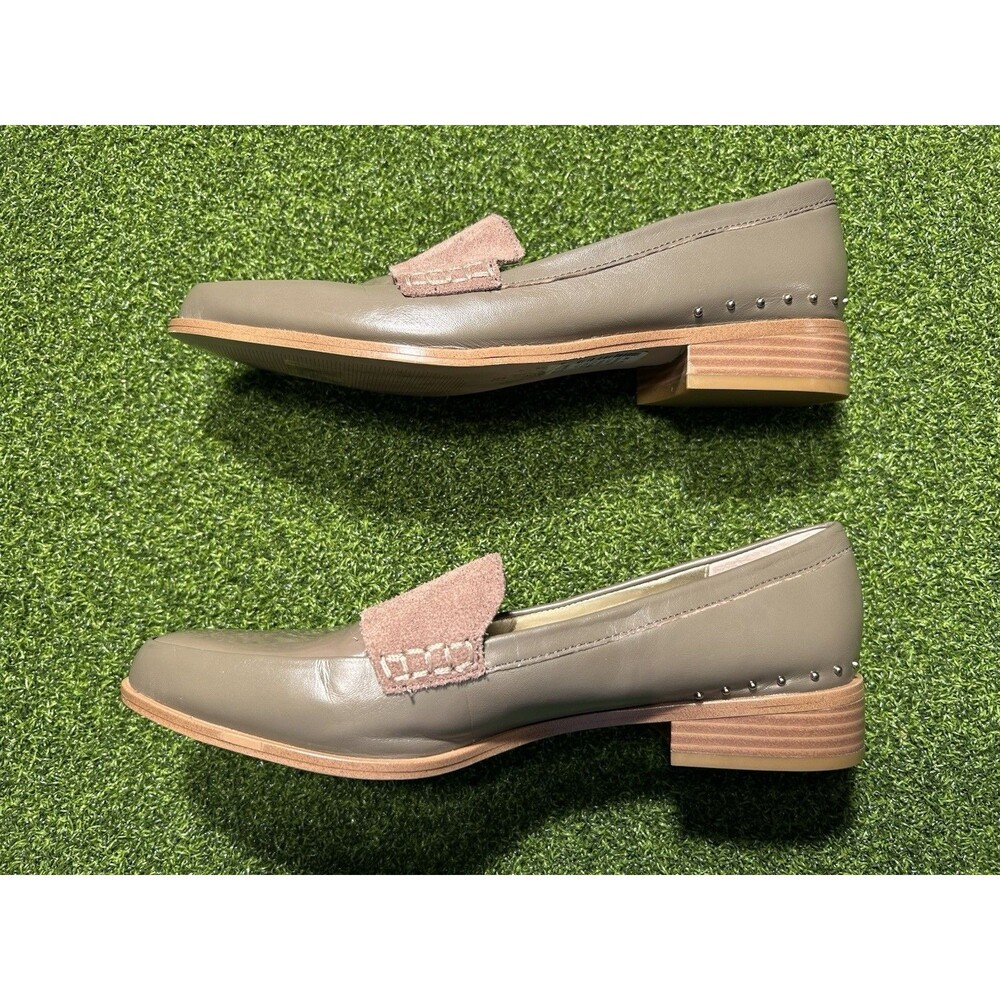Saks Fifth Avenue Women’s Taupe Sage Leather Penny Loafers Size 7.5 Pointed Toe